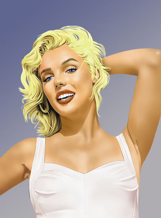 Digital Arts titled "Marilyn Monroe" by Montana Giuseppe Pinô, Original Artwork, Digital Painting