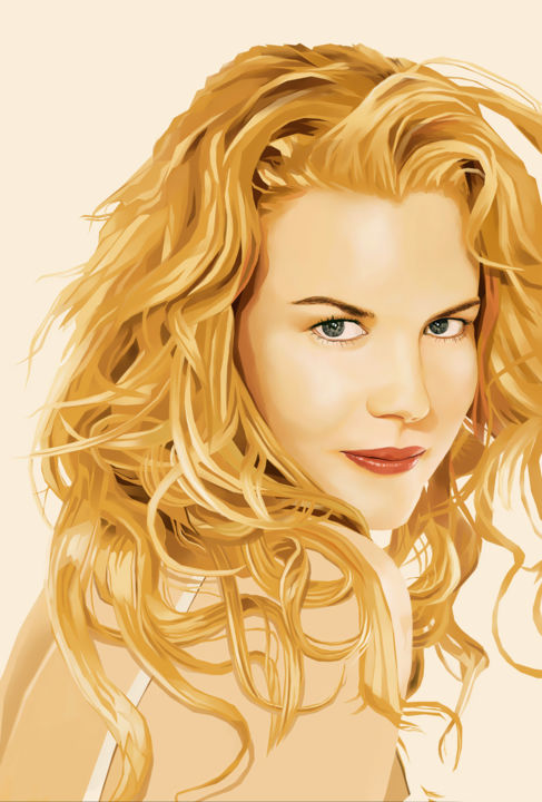 Digital Arts titled "Nicole Kidman" by Montana Giuseppe Pinô, Original Artwork, Digital Painting