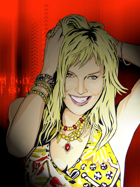 Digital Arts titled "Sharon Stone" by Montana Giuseppe Pinô, Original Artwork, Digital Painting