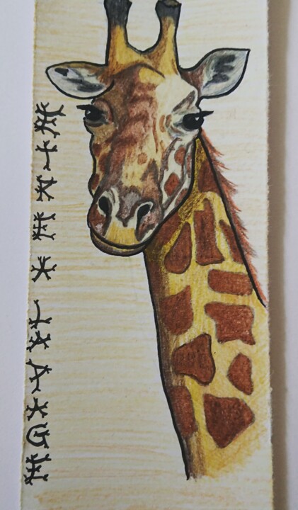 Dibujo titulada "Douce Girafe" por Portraits De L'Âme, Obra de arte original, Lápiz