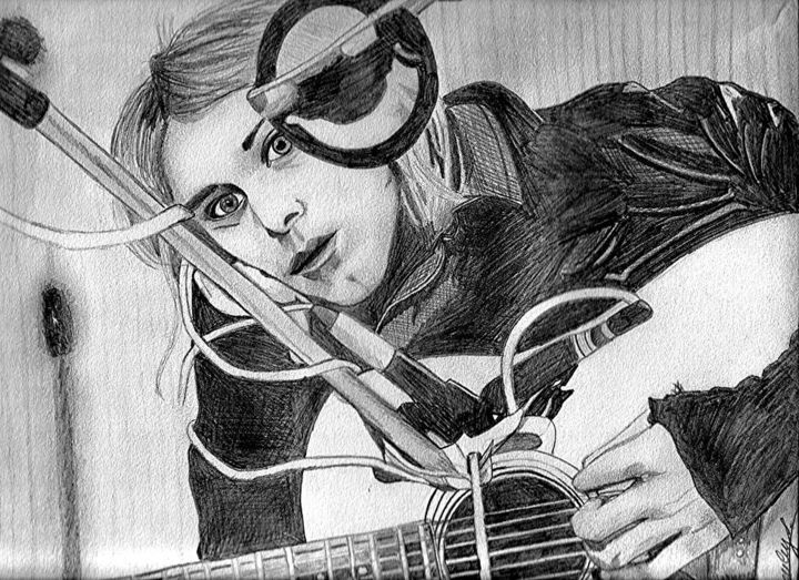 Desenho intitulada "Kurt Cobain" por Portraits De L'Âme, Obras de arte originais