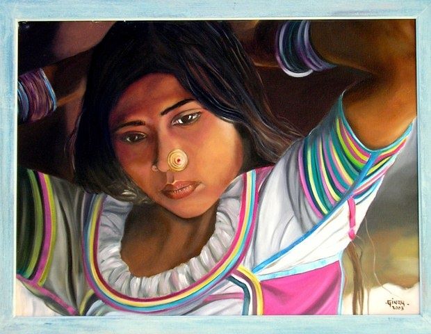 Pintura intitulada "P3190478.JPG" por India, Obras de arte originais, Óleo