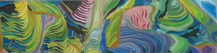 Painting titled "Terraces" by Paula Santos, Original Artwork, Acrylic
