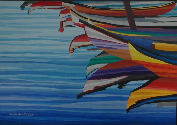 "boats" başlıklı Tablo Paula Santos tarafından, Orijinal sanat, Akrilik