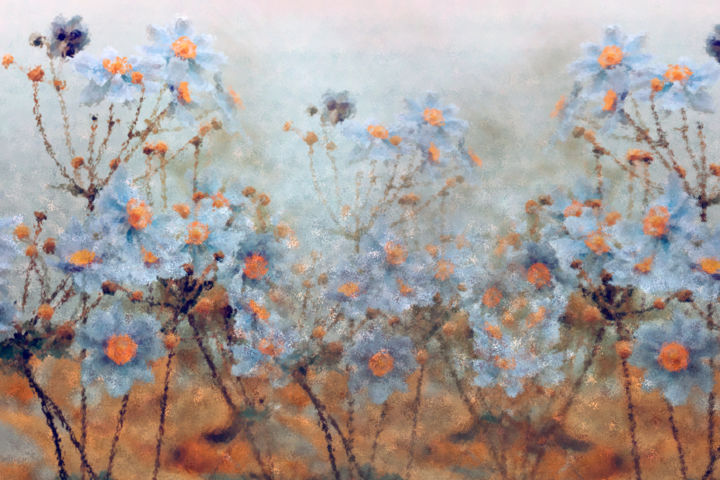 Digital Arts titled "Blumen wachen auf" by Sigrid Gombert, Original Artwork, Digital Painting