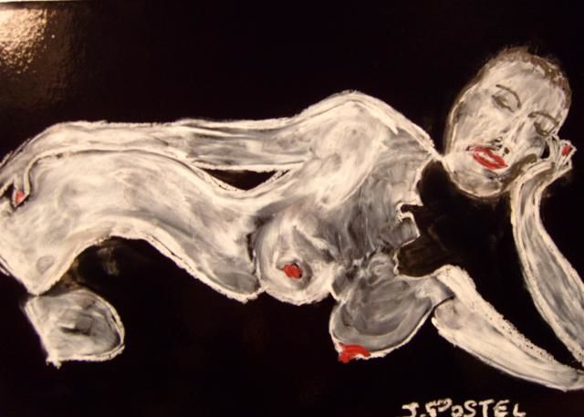 Painting titled "TABLEAUX 002" by Josette Postel, Original Artwork