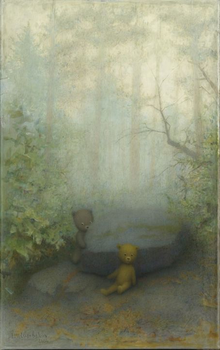 Картина под названием "Утро в сосновом лес…" - Искандер Улумбеков, Подлинное произведение искусства, Масло