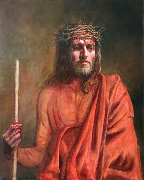 Painting titled "Иисус Христос" by Andrey Potapov, Original Artwork, Oil