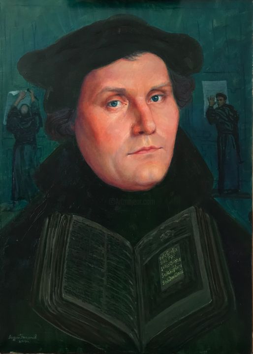 Painting titled "Мартин Лютер" by Andrey Potapov, Original Artwork, Oil