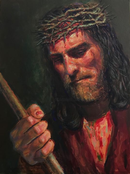Pintura intitulada "Jesus Christ in tho…" por Andrey Potapov, Obras de arte originais, Acrílico
