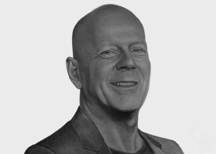 Drawing titled "Bruce Willis" by Eduard Potashev, Original Artwork, Pencil