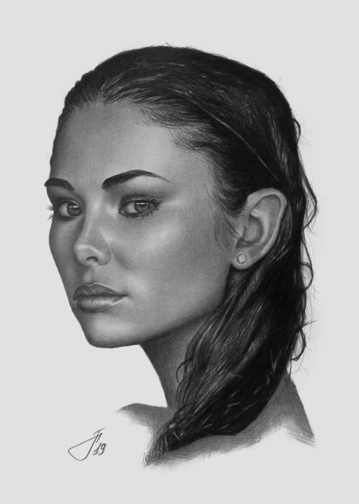 Drawing titled "Meika Woollard" by Eduard Potashev, Original Artwork, Pencil