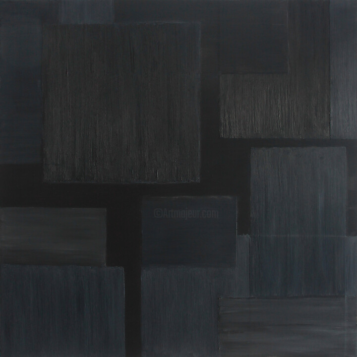 Schilderij getiteld "Black Series No. 05" door Urszula Potemkowska, Origineel Kunstwerk, Olie Gemonteerd op Frame voor houte…