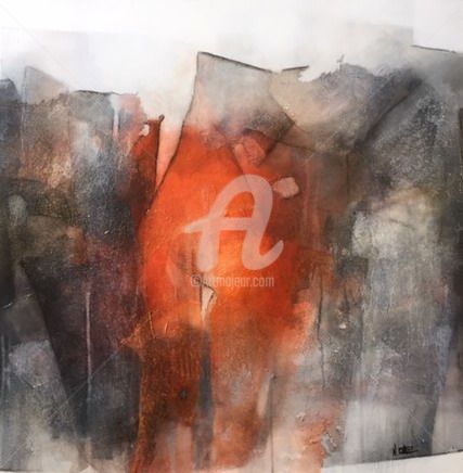 Painting titled "MAGMA 2" by Nadine Pothier, Original Artwork, Acrylic Mounted on Wood Stretcher frame