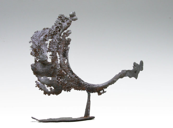 Escultura titulada "coq.jpg" por Jerome Poumes, Obra de arte original, Metales