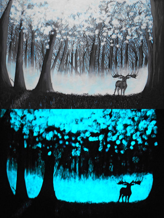 Peinture intitulée "Glow in the dark Ar…" par Celeste Skyhawer, Œuvre d'art originale, Acrylique