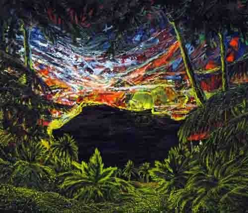 Peinture intitulée "Лазурный берег. Ночь" par Aleksey Poyaganov, Œuvre d'art originale