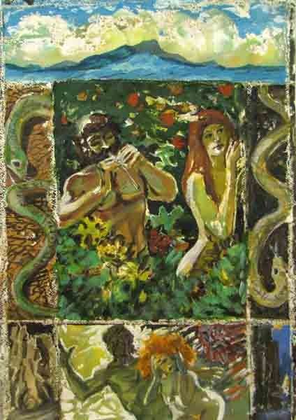 Pittura intitolato "Адам и Ева/Adam and…" da Aleksey Poyaganov, Opera d'arte originale