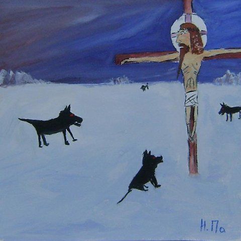 Painting titled "Winter" by Nikita Pozdnyakov, Original Artwork