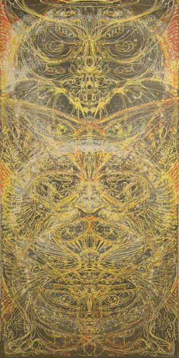 Painting titled "totem-biomorphique-…" by Pierre Paul Parmentier, Original Artwork