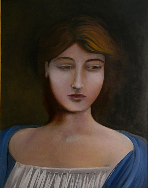 Pintura intitulada "portrait de jeune f…" por Pierre Paul Parmentier, Obras de arte originais, Óleo