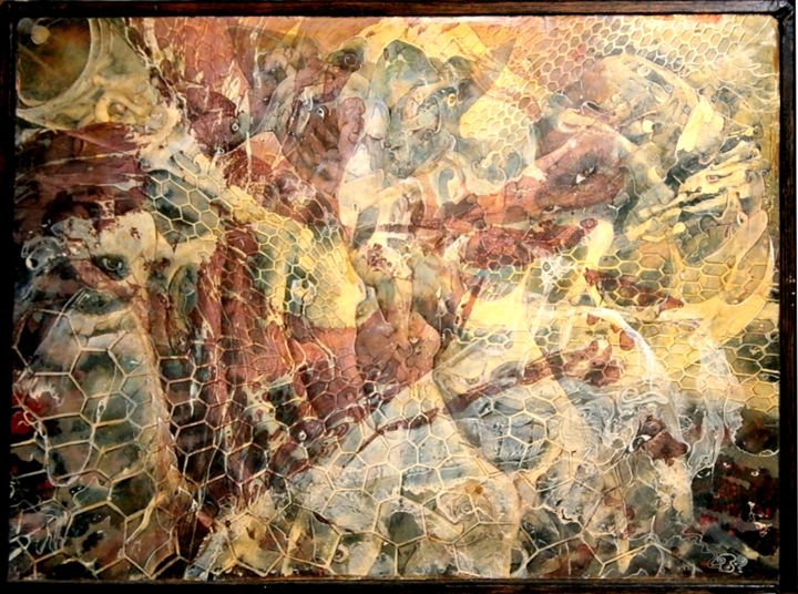 Painting titled "étrange hasard 48.5…" by Pierre Paul Parmentier, Original Artwork, Oil