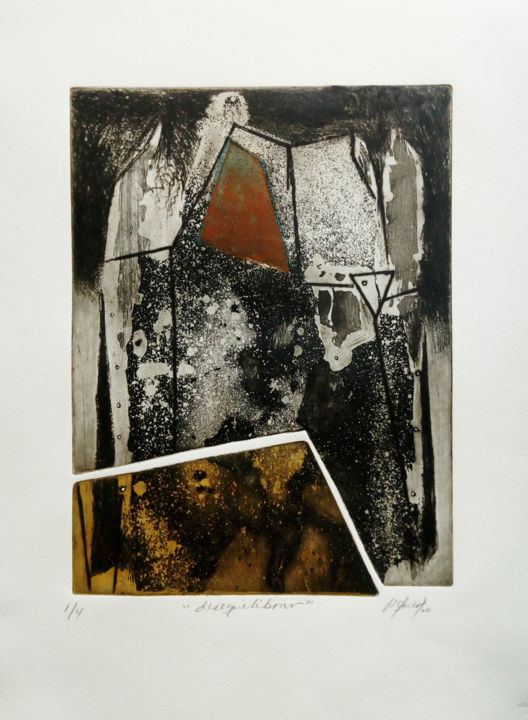 Gravures & estampes intitulée "desequilibrar" par Pablo Quert, Œuvre d'art originale, Eau-forte