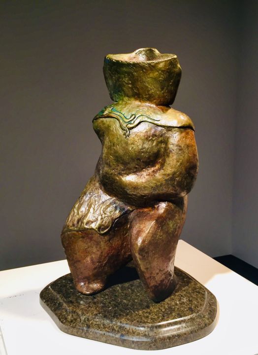Sculptuur getiteld "The Peasant" door Pierre Racine, Origineel Kunstwerk, Bronzen