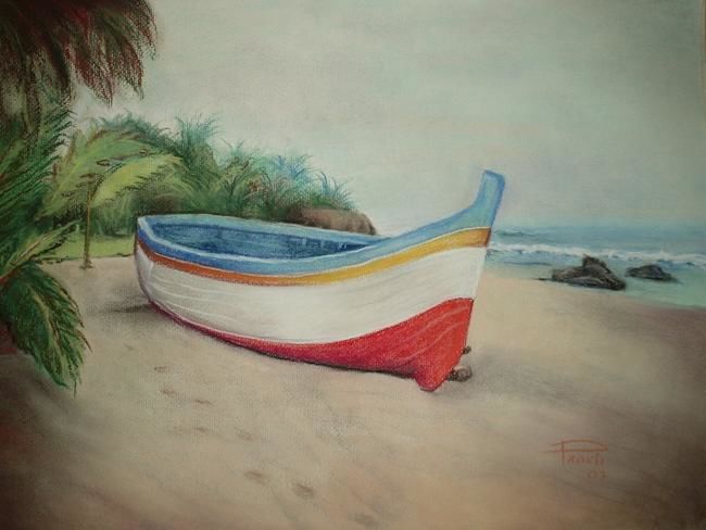 Pintura titulada "El bote" por Praeli, Obra de arte original