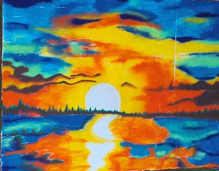 Schilderij getiteld "sunrise" door Pragna Gadhavi, Origineel Kunstwerk, Stencil