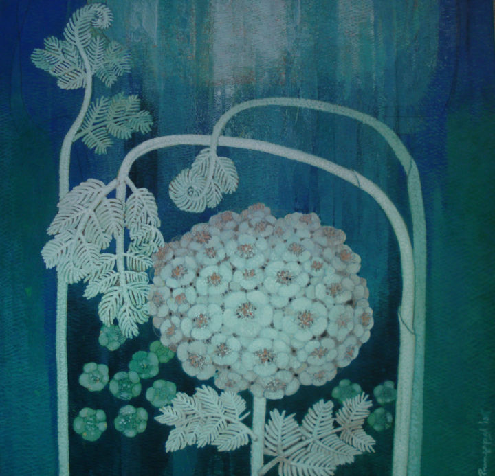 Painting titled "NATURE 2017 Floral" by Prangopal Ghosh, Original Art, Acrylic Mounted on Cardboard