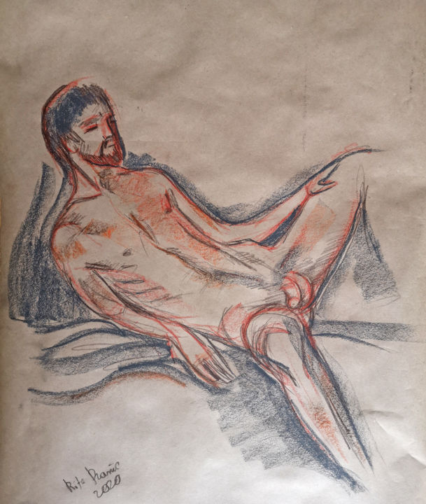 Drawing titled "Body study of Rusla…" by Rita Pranca, Original Artwork, Pastel