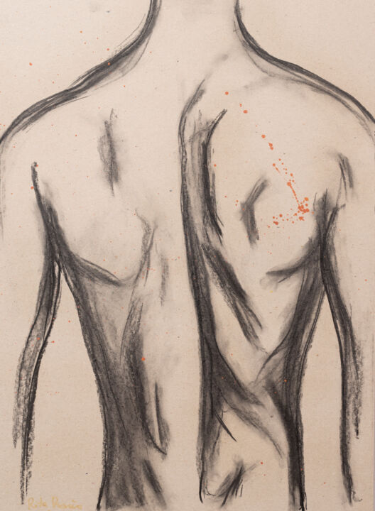 Painting titled "Body study of male…" by Rita Pranca, Original Artwork, Chalk