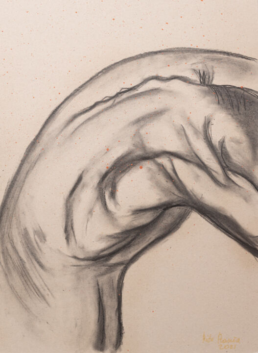 Drawing titled "Body study of male…" by Rita Pranca, Original Artwork, Chalk