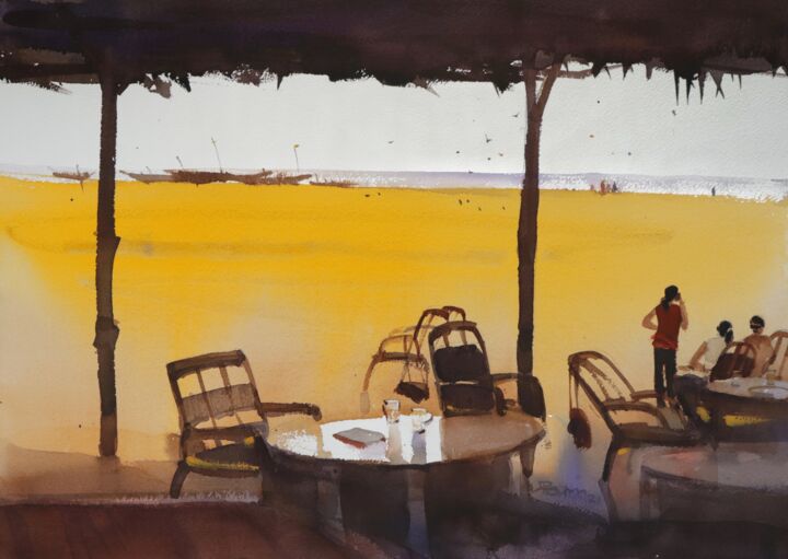 Painting titled "Goan sojourn" by Prashant Prabhu, Original Artwork, Watercolor