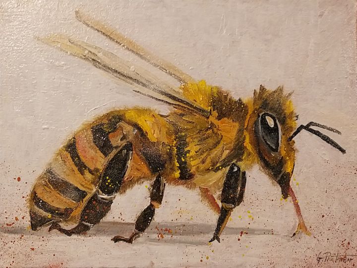 Ζωγραφική με τίτλο "Bee 11" από Gregor Pratneker, Αυθεντικά έργα τέχνης, Λάδι