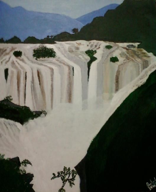 Painting titled "Waterfalls" by Pratyasha, Original Artwork, Oil