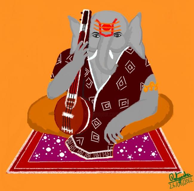 Arte digital titulada "Ganesha" por Pratyasha, Obra de arte original, Pintura Digital