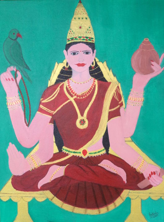 Painting titled "Sharada" by Pratyasha, Original Artwork, Oil