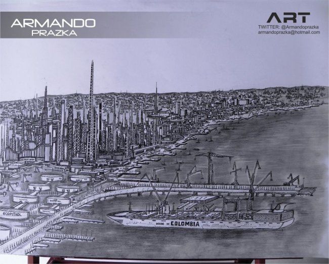 「Petrolera -  Armand…」というタイトルの絵画 Armando Prazka Gによって, オリジナルのアートワーク