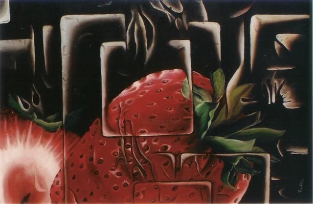 Painting titled "strawberry passion" by Pauline Saleh, Original Artwork