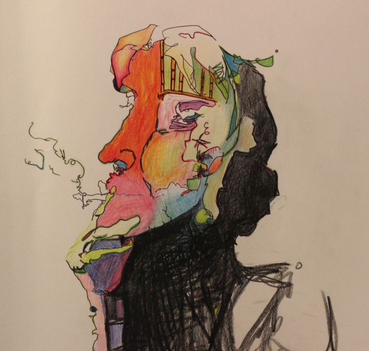 Drawing titled "Blind Contour" by Preeya Marsden, Original Artwork, Pencil