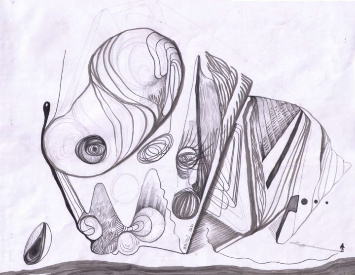 Desenho intitulada "Surrealismo mediano" por Juan Britos, Obras de arte originais, Tinta