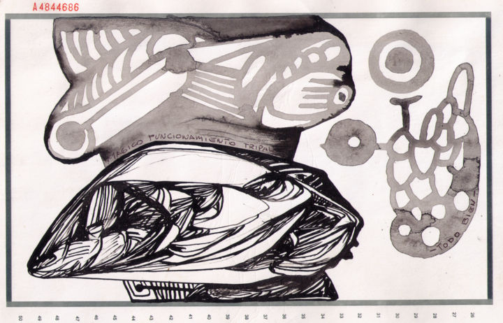 Drawing titled "Mágico funcionamien…" by Juan Britos, Original Artwork, Ink
