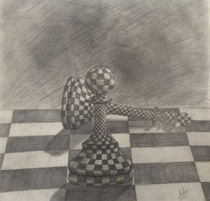 "satranç" başlıklı Resim Celi̇L Ağa tarafından, Orijinal sanat, Karakalem