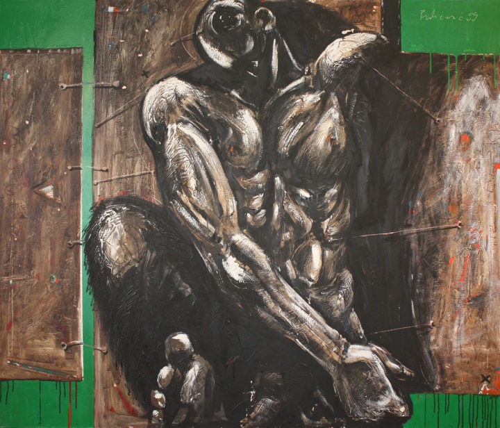 Painting titled "Golem" by Pribi, Original Artwork, Oil