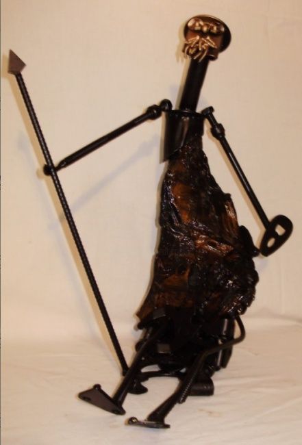 Escultura intitulada "Dom Quixote Sentado…" por Prieto Crivelle, Obras de arte originais, Metais
