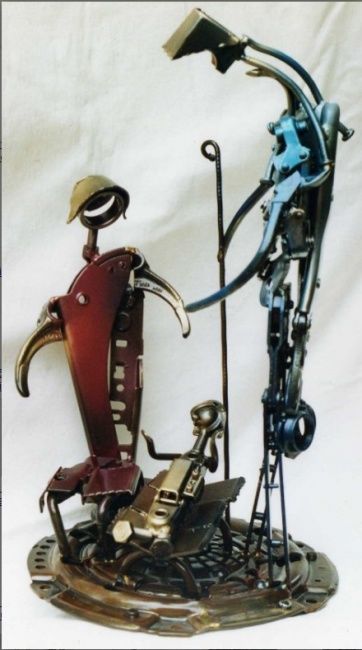 Skulptur mit dem Titel "Presepio- Crivellè" von Prieto Crivelle, Original-Kunstwerk, Metalle