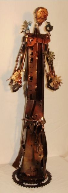 Sculpture titled "São Francisco de As…" by Prieto Crivelle, Original Artwork, Metals