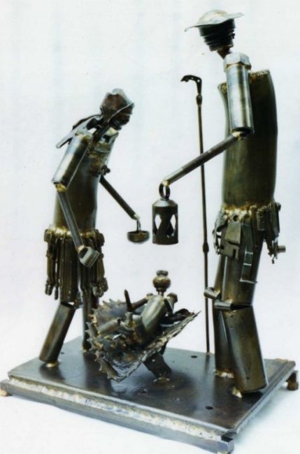 Sculpture intitulée "G. Prieto- Presepio" par Prieto Crivelle, Œuvre d'art originale, Métaux